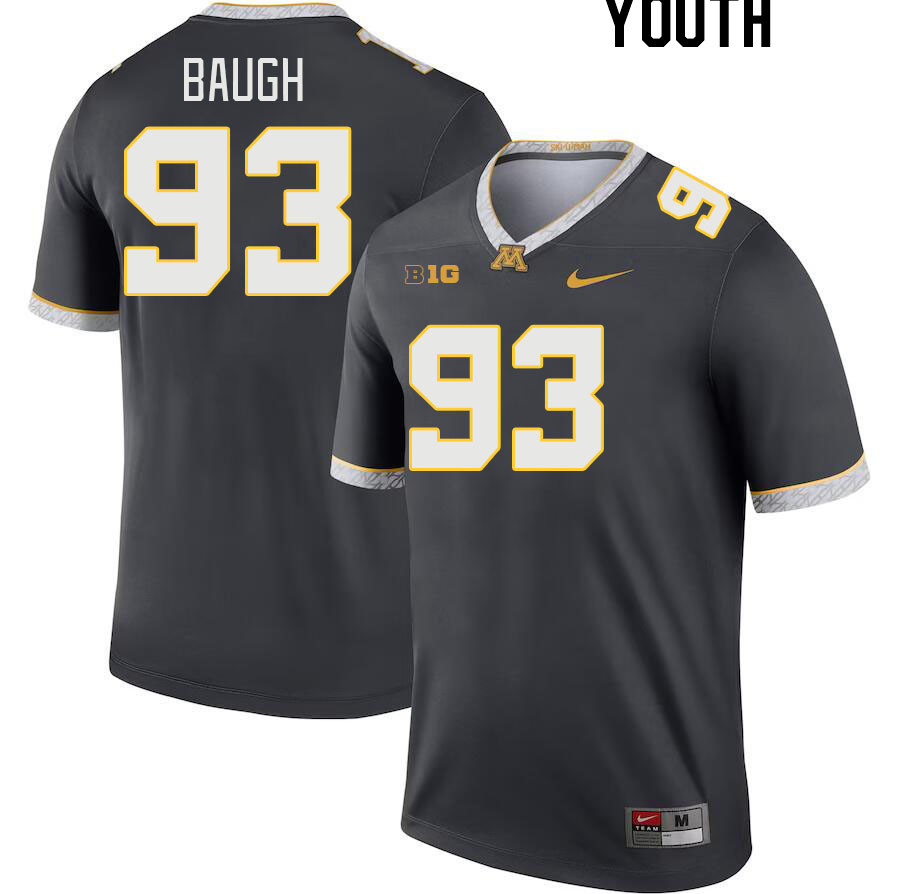 Youth #93 Kyler Baugh Minnesota Golden Gophers College Football Jerseys Stitched-Charcoal - Click Image to Close